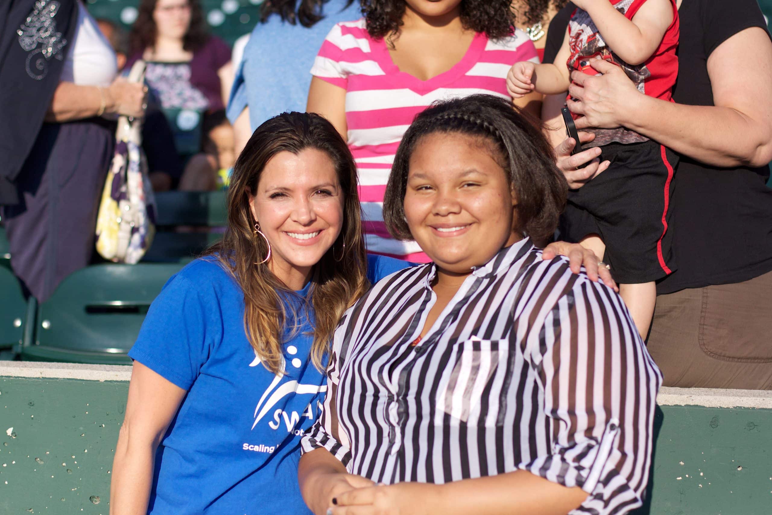 SWAN voice instructor Heidi Shannon with her student Bryanna Still just before game time.